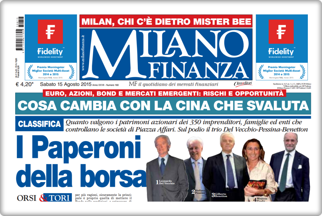 La copertina di Milano Finanza in edicola oggi