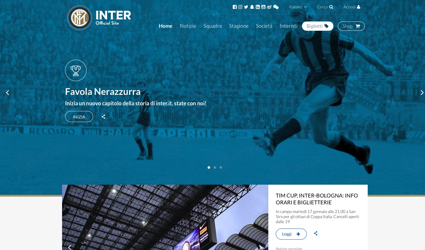 inter nuovo sito palinsesto channel