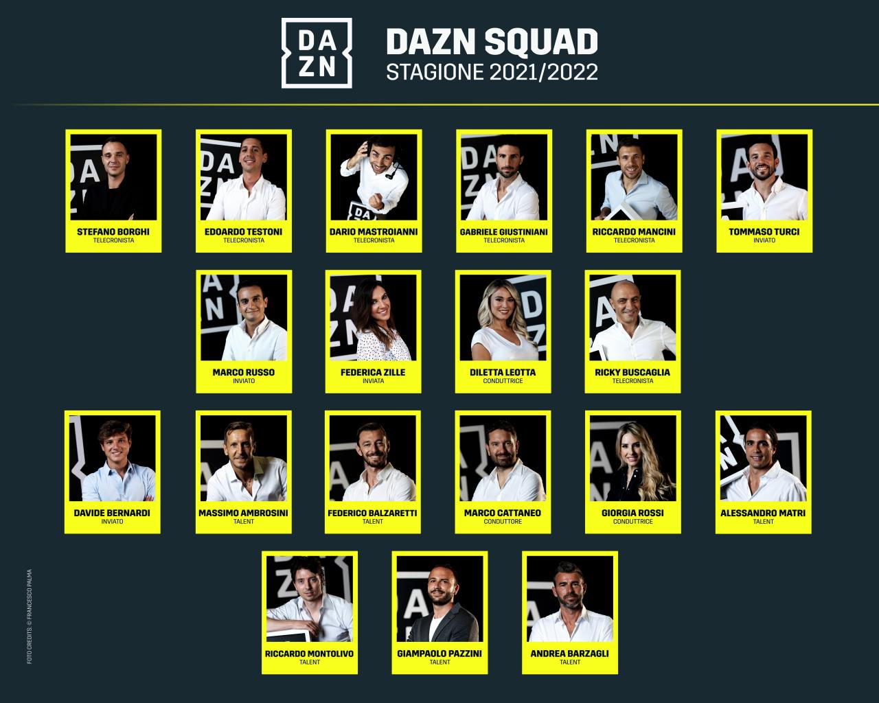 Telecronisti, commentatori, inviati e conduttori di Dazn per la stagione 2021-2022