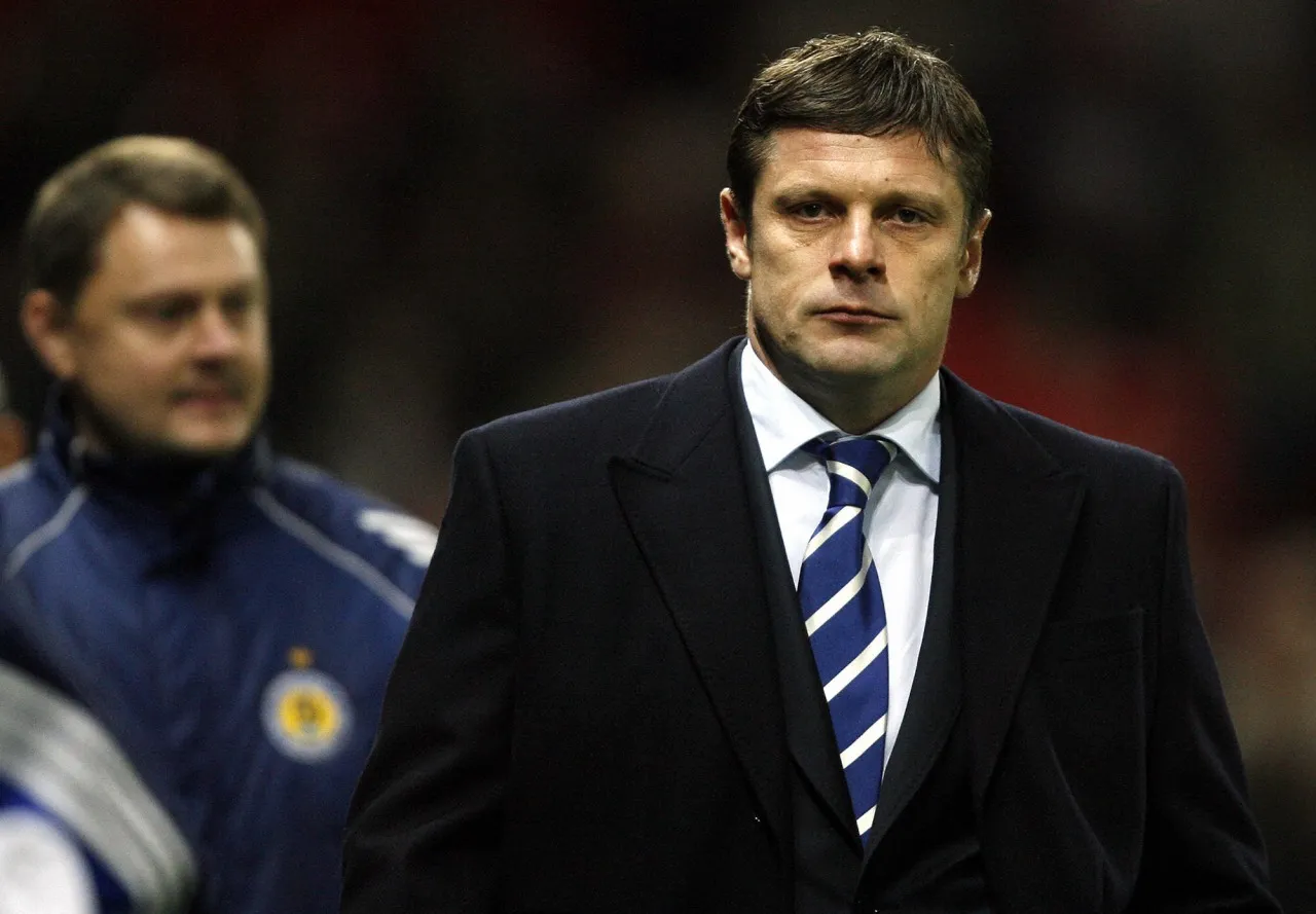 Dynamo Kiev manager Oleg Luzhny walks to