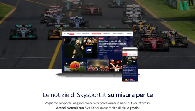 Sky Sport lancia l'area personale per il sito web
