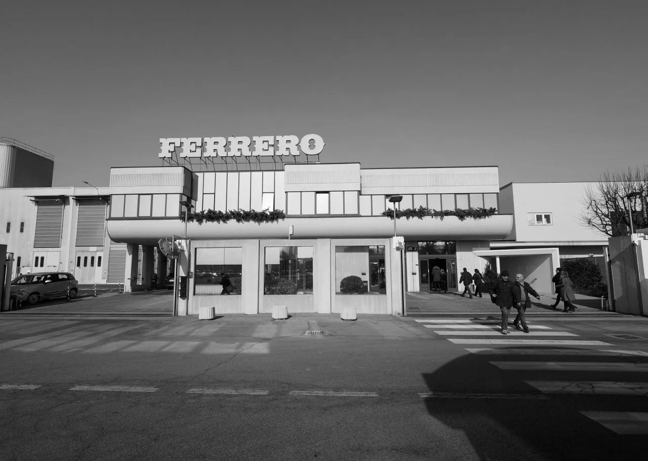 Ferrero headquarters in Alba in black and white