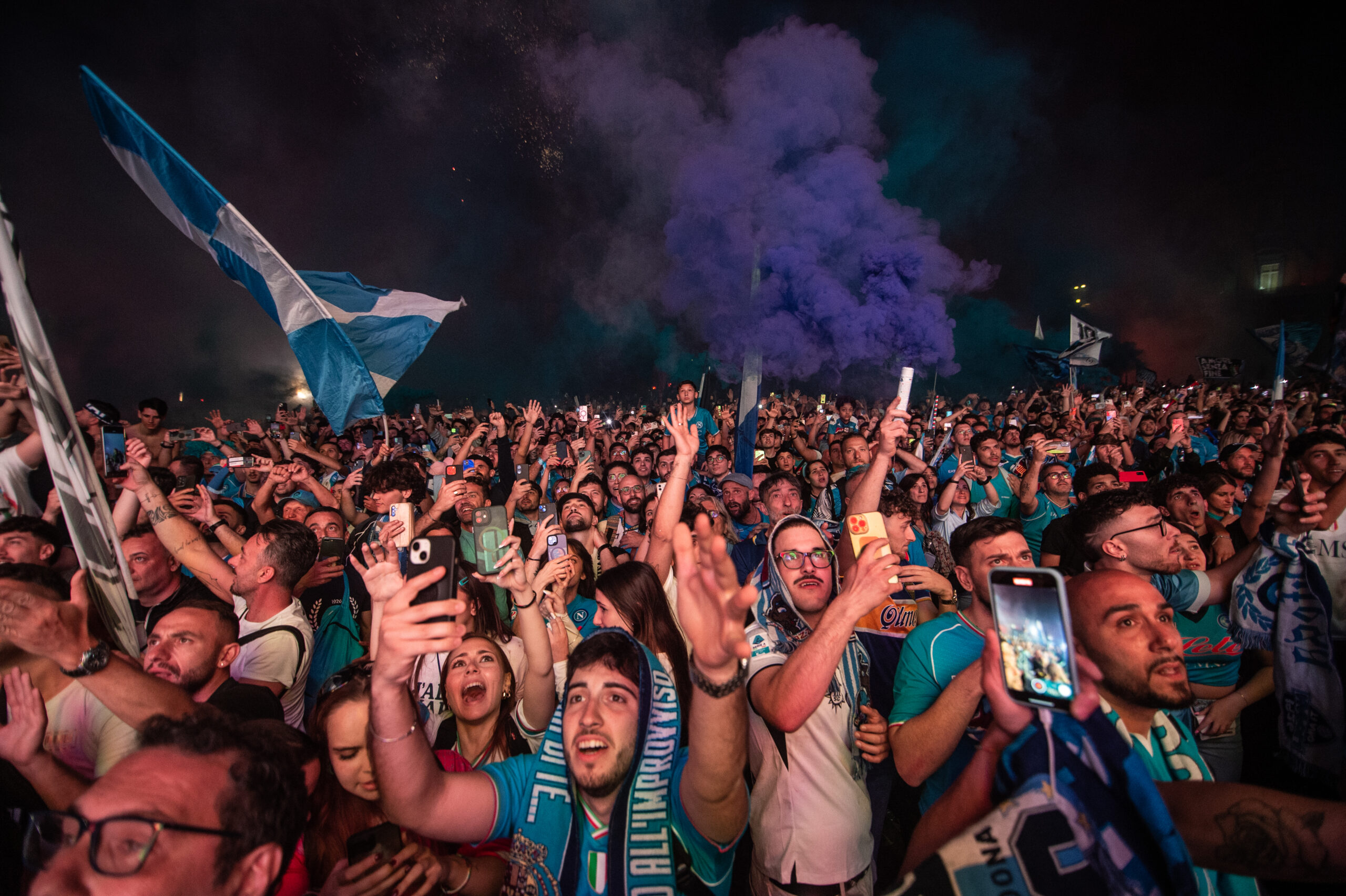 SSC Napoli Napoli Fans Celebrate Winning Serie A